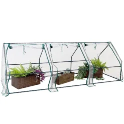 Sunnydaze Decor Sunnydaze Outdoor Portable Slanted Top Plant Shelter Mini Cloche Greenhouse With Zipper Doors - 36" - Clear -Garden Furniture Store GUEST 683e5120 63d2 4fd8 a93b 6665b5d7d36d