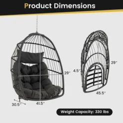 Costway Hanging Egg Chair Wicker Swing Hammock Chair With Head Pillow & Seat Cushion Gray 11 Costway Hanging Egg Chair Wicker Swing Hammock Chair With Head Pillow & Seat Cushion Gray -Garden Furniture Store GUEST 6877d07d cc46 45f4 8f0e 31c77ba25234