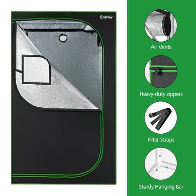 Costway 4x4 Grow Tent, 48''x48''x80'' High Reflective Mylar W/Observation Window GrayBlack 2 Costway 4x4 Grow Tent, 48''x48''x80'' High Reflective Mylar W/Observation Window GrayBlack - Image 2