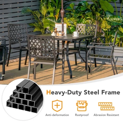 Costway 5PCS Patio Dining Furniture Set Stackable Chairs Armrest Square Table 5 Costway 5PCS Patio Dining Furniture Set Stackable Chairs Armrest Square Table - Image 5
