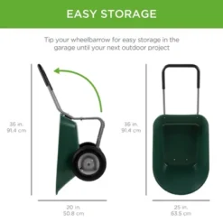Best Choice Products Dual-Wheel Home Wheelbarrow Yard Garden Cart For Lawn, Construction - Green -Garden Furniture Store GUEST 68cfa46e 3da4 46c2 8d96 fecf8525aab9