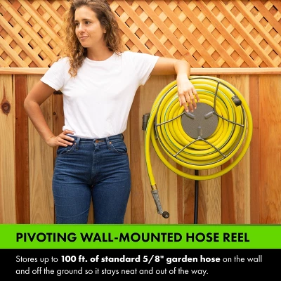 Yard Butler Swivel Hose Reel - Wall Mounted - Heavy Duty Metal Garden Hose Holder With 180 Degree Swivel - ISRWM-180 1 Yard Butler Swivel Hose Reel - Wall Mounted - Heavy Duty Metal Garden Hose Holder With 180 Degree Swivel - ISRWM-180