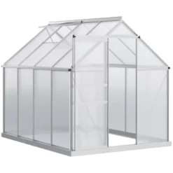 Outsunny Aluminum Greenhouse, Polycarbonate Walk-in Garden Greenhouse Kit With Adjustable Roof Vent, Rain Gutter And Sliding Door For Winter, Silver 15 Outsunny Aluminum Greenhouse, Polycarbonate Walk-in Garden Greenhouse Kit With Adjustable Roof Vent, Rain Gutter And Sliding Door For Winter, Silver -Garden Furniture Store GUEST 68e68aae 4eea 4da2 abe5 282022e7a955