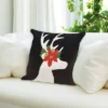 18"x18" Front Porch Reindeer Indoor/Outdoor Square Throw Pillow Black - Liora Manne