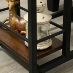 HOMCOM C Shaped End Table With Storage Shelves, Mobile Side Table With Wheels For Sofa Couch, Bed, Metal Frame, Rustic Brown 9 HOMCOM C Shaped End Table With Storage Shelves, Mobile Side Table With Wheels For Sofa Couch, Bed, Metal Frame, Rustic Brown -Garden Furniture Store GUEST 6915feef bd8c 4099 89ae 193a415322c7