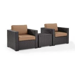 Biscayne 3pc Outdoor Wicker Seating Set - Mocha - Crosley -Garden Furniture Store GUEST 69b67536 a0d8 4eb4 9ae6 fc3d2239db57
