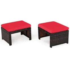 Costway 2PCS Patio Rattan Ottoman Cushioned Seat Foot Rest Furniture TurquoiseRedWhite 20 Costway 2PCS Patio Rattan Ottoman Cushioned Seat Foot Rest Furniture TurquoiseRedWhite -Garden Furniture Store GUEST 6a008e0f d13e 48f5 a96b de7e5e13e5c3