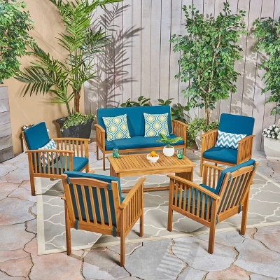 Carolina 6pc Acacia Wood Chat Set - Christopher Knight Home 5 Carolina 6pc Acacia Wood Chat Set - Christopher Knight Home - Image 5