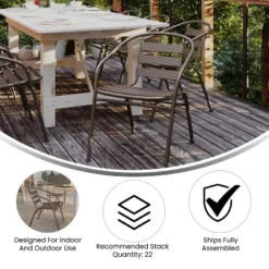 Flash Furniture Lila 23.75'' Round Glass Metal Table With 2 Metal Aluminum Slat Stack Chairs -Garden Furniture Store GUEST 6a2472a7 21de 4dc0 ac15 280f392195e1 1