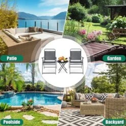 Costway 3PCS Outdoor Bistro Set Folding Table And Chairs Garden Deck Black -Garden Furniture Store GUEST 6a9e8d74 8a1e 4987 a8e1 491a3fa8c8db