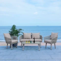 Belmi 4pc Rope Living Set - Gray - Safavieh -Garden Furniture Store GUEST 6c48495b f4dd 4047 81ff 266ca32a32ce