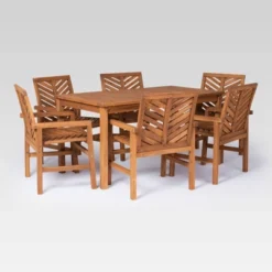 7pc Slatted Chevron Acacia Patio Dining Set - Saracina Home -Garden Furniture Store GUEST 6c5a38cb 01f2 4a50 903c b27f64f7a8ce