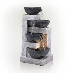 14" Cascading Bowl Tabletop Fountain With LED Lights Gray - Alpine Corporation -Garden Furniture Store GUEST 6ccbbc9c 0aca 436c 922f eb8e3ff67008