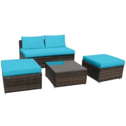 Tangkula 5-Piece Outdoor Rattan Wicker Sofa Set Lounge Chair With Turquoise Cushions 11 Tangkula 5-Piece Outdoor Rattan Wicker Sofa Set Lounge Chair With Turquoise Cushions -Garden Furniture Store GUEST 6d1ffe5c 8140 44ea ae01 3578fe802b68