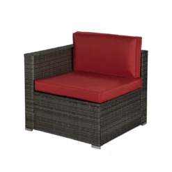 6pc Outdoor Rattan Wicker Conversation Set With Chairs, Coffee Table & Cushions - Gray/Red - GODEER 16 6pc Outdoor Rattan Wicker Conversation Set With Chairs, Coffee Table & Cushions - Gray/Red - GODEER -Garden Furniture Store GUEST 6d4b4c89 d3a4 4f24 8858 3d2c3d859945