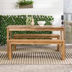 3pc Acacia Wood X Design Outdoor Patio Dining Set - Brown - Saracina Home -Garden Furniture Store GUEST 6d770303 bf3b 4b8f af2d 632862928d22