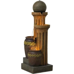 John Timberland Sphere Jugs And Column Rustic Cascading Outdoor Floor Water Fountain With LED Light 50" For Yard Garden Patio Home Deck Porch House -Garden Furniture Store GUEST 6dddcb5b 1a39 4a85 a1e3 2838a9363d2c