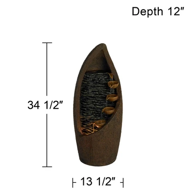 John Timberland Modern Rustic Outdoor Floor Water Fountain With Light LED 34 1/2" High Cascading For Yard Garden Patio Deck 7 John Timberland Modern Rustic Outdoor Floor Water Fountain With Light LED 34 1/2" High Cascading For Yard Garden Patio Deck - Image 7