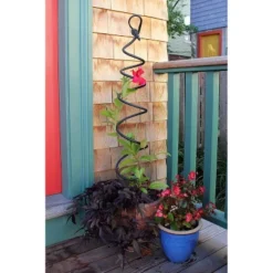 42" Tall Iron Soirak Trellis Gardening Tool Black Powder Coat Finish - Achla Designs