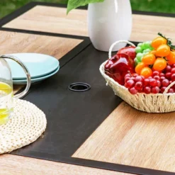 Captiva Designs Outdoor Rectangle Steel Dining Table With 1.57" Umbrella Hole -Garden Furniture Store GUEST 6fb8ff9f b3b0 46d6 9146 bbc4e1353dab