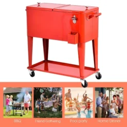Costway 80-quart Cooler Beer Cart Outdoor Entertaining Rolling Party Steel Bar Bistro -Garden Furniture Store GUEST 709ffc5d b85b 4638 838f 05ee0eb3f3f3