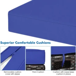 Costway 2PCS Patio Rattan Ottoman Cushioned Seat Foot Rest Coffee Table Furniture Garden Navy -Garden Furniture Store GUEST 70ac561b d8b3 4691 ba85 f21f1fca9da2