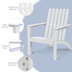 Costway 2PCS Patio Adirondack Chair Side Table Set Solid Wood Garden Deck White -Garden Furniture Store GUEST 716c1997 4797 40de a303 867ffd150fa9