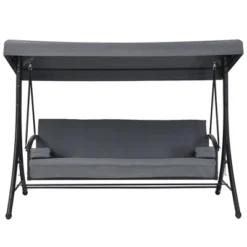 Costway Patio 3-Seat Porch Canopy Swing Converting Grey Cushion Pillow Adjust -Garden Furniture Store GUEST 72adffd4 7572 4513 a12a 5a32ef778e97