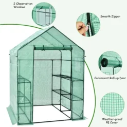 Costway Walk-in Greenhouse 56''x56''x77'' Gardening W/Observation Windows 2 Tier 8 Shelves -Garden Furniture Store GUEST 73620d5e 81f3 43bc 8ef7 3b1b6d96155c