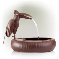 16" Iron Indoor/Outdoor Rustic Metal Toucan Water Fountain Yard Statue Brown - Alpine Corporation -Garden Furniture Store GUEST 73659055 74e8 41f1 aec9 59fe95754f41