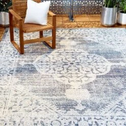 Sofia Magnolia 7'9" X 10'2" Outdoor Patio Rug Navy Blue - Nicole Miller -Garden Furniture Store GUEST 73e16dfd 7216 41c4 8622 a9269771c7da