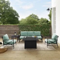 Kaplan 5pc Outdoor Sofa Set With Fire Table - Mist - Crosley -Garden Furniture Store GUEST 7419d039 ab26 4c59 ab0b d7f91fe008d1