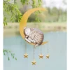 Wind & Weather Lighted Hanging Metal Moon With Animals Indoor/Outdoor Decoration - Cat