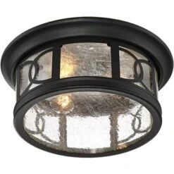 John Timberland Flush Mount Outdoor Ceiling Light Fixture Black 12" Seedy Glass For Exterior House Porch -Garden Furniture Store GUEST 7522c84d c42f 42c6 b214 80639a18ba43