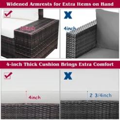 Costway 6PCS Rattan Furniture Set Conversation Cushioned Sofa Armrest Garden TurquoiseWhite 17 Costway 6PCS Rattan Furniture Set Conversation Cushioned Sofa Armrest Garden TurquoiseWhite -Garden Furniture Store GUEST 7526eb60 6a22 4aca 9922 8bb63d644e48