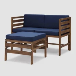 3pc Modular Acacia Wood Patio Chat Set With Cushions - Saracina Home -Garden Furniture Store GUEST 75715dfc 345c 4dac 84f9 12b8f90851ce