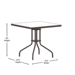 Flash Furniture Barker 31.5'' Square Tempered Glass Metal Table -Garden Furniture Store GUEST 764e1a73 d82d 4b41 8e36 efc9952ec7d9