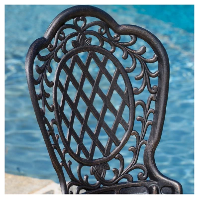 Cole 3pc Cast Aluminum Patio Bistro Set - Bronze - Christopher Knight Home 3 Cole 3pc Cast Aluminum Patio Bistro Set - Bronze - Christopher Knight Home - Image 3