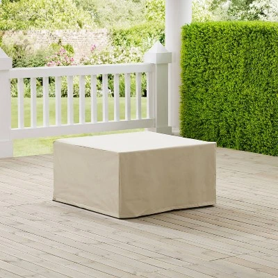 Outdoor Square Table & Ottoman Furniture Cover - Tan - Crosley 2 Outdoor Square Table & Ottoman Furniture Cover - Tan - Crosley - Image 2