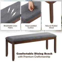 Costway Dining Bench Upholstered Entryway Bench Footstool Kitchen W/ Wood Legs -Garden Furniture Store GUEST 78845cbf 002b 4d3d 8fef 01396bd192c9