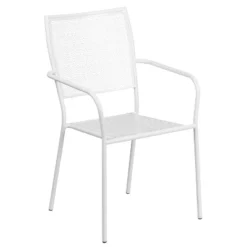 Emma And Oliver Commercial Grade Colorful Metal Patio Arm Chair With Square Back -Garden Furniture Store GUEST 78f7f184 bf91 4aef ab03 fa21ce30192f
