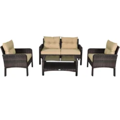 Costway 4PCS Patio Rattan Furniture Set Loveseat Sofa Coffee Table Sofa W/Cushion Garden 17 Costway 4PCS Patio Rattan Furniture Set Loveseat Sofa Coffee Table Sofa W/Cushion Garden -Garden Furniture Store GUEST 796b0d6c 3a64 4c63 a9ef 2cf0a07e63aa