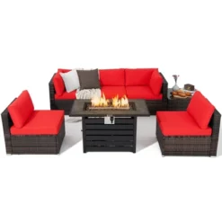 Tangkula 7PCS Patio Rattan Furniture Set 42" Fire Pit Table W/ Cover Cushioned 25 Tangkula 7PCS Patio Rattan Furniture Set 42" Fire Pit Table W/ Cover Cushioned -Garden Furniture Store GUEST 7a3b1218 fc30 4704 a64f 9ddd8c9e353c