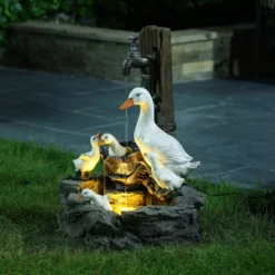 LuxenHome Resin Farmhouse Duck Family Outdoor Patio Fountain Water Fountain -Garden Furniture Store GUEST 7a7b8e75 586f 40cc 9db0 c96ba5d30755
