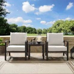 3pc Kaplan Outdoor Seating Set With 2 Chairs & Side Table - Oatmeal - Crosley -Garden Furniture Store GUEST 7a89a854 753b 4ef7 96df 7d3495d67bef