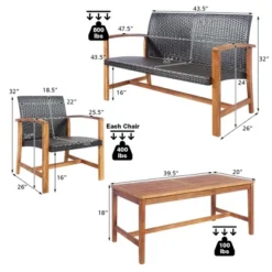 Costway 8PCS Outdoor Patio Rattan Furniture Set Acacia Wood Frame Sofa Loveseat Garden 13 Costway 8PCS Outdoor Patio Rattan Furniture Set Acacia Wood Frame Sofa Loveseat Garden -Garden Furniture Store GUEST 7a8f0230 4fe3 46e1 90ae 3e2b08352e06