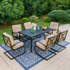 Captiva Designs 7pc Outdoor Dining Set With C-Spring Motion Chairs & Metal Table With Umbrella Hole 32 Captiva Designs 7pc Outdoor Dining Set With C-Spring Motion Chairs & Metal Table With Umbrella Hole -Garden Furniture Store GUEST 7b4f2804 7d08 4fac af7b 91e9ce823443