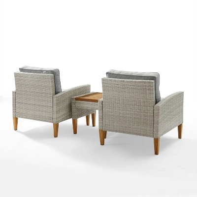 Capella 3pc Outdoor Wicker Chair Set - Gray - Crosley 3 Capella 3pc Outdoor Wicker Chair Set - Gray - Crosley - Image 3