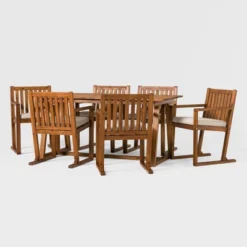 Saracina Home 7pc Modern Slatted Acacia Outdoor Dining Set With Trapezoid Legs 8 Saracina Home 7pc Modern Slatted Acacia Outdoor Dining Set With Trapezoid Legs -Garden Furniture Store GUEST 7c578f64 72ae 46c5 ac48 00e4a01b963b