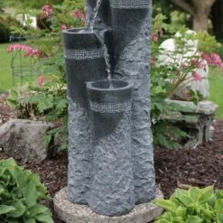 Sunnydaze Decor Sunnydaze 41"H Electric Polystone 4-Tier Staggered Pillars Outdoor Water Fountain With LED Lights -Garden Furniture Store GUEST 7d68c2fb da2e 4296 a27a f2e86137ab22